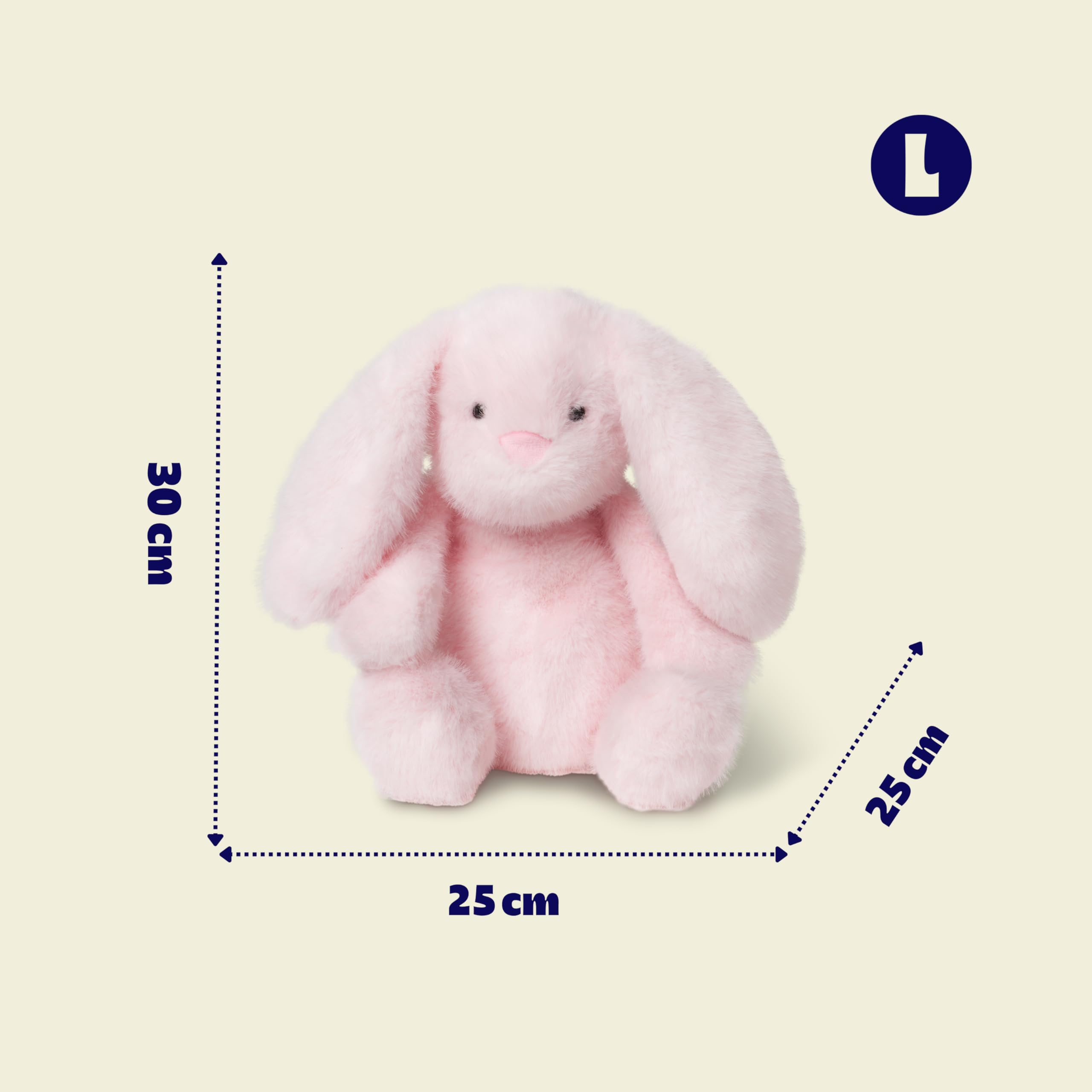 Ljuk Marvelous Fluff Marvel – Plüschhase Kuscheltier, 30 cm sitzend / 60 cm liegend, superweiches Plüsch-Stofftier, mit versteckter AirTag-Tasche, Geschenk für Kinder, Jungen & Mädchen (Pink)