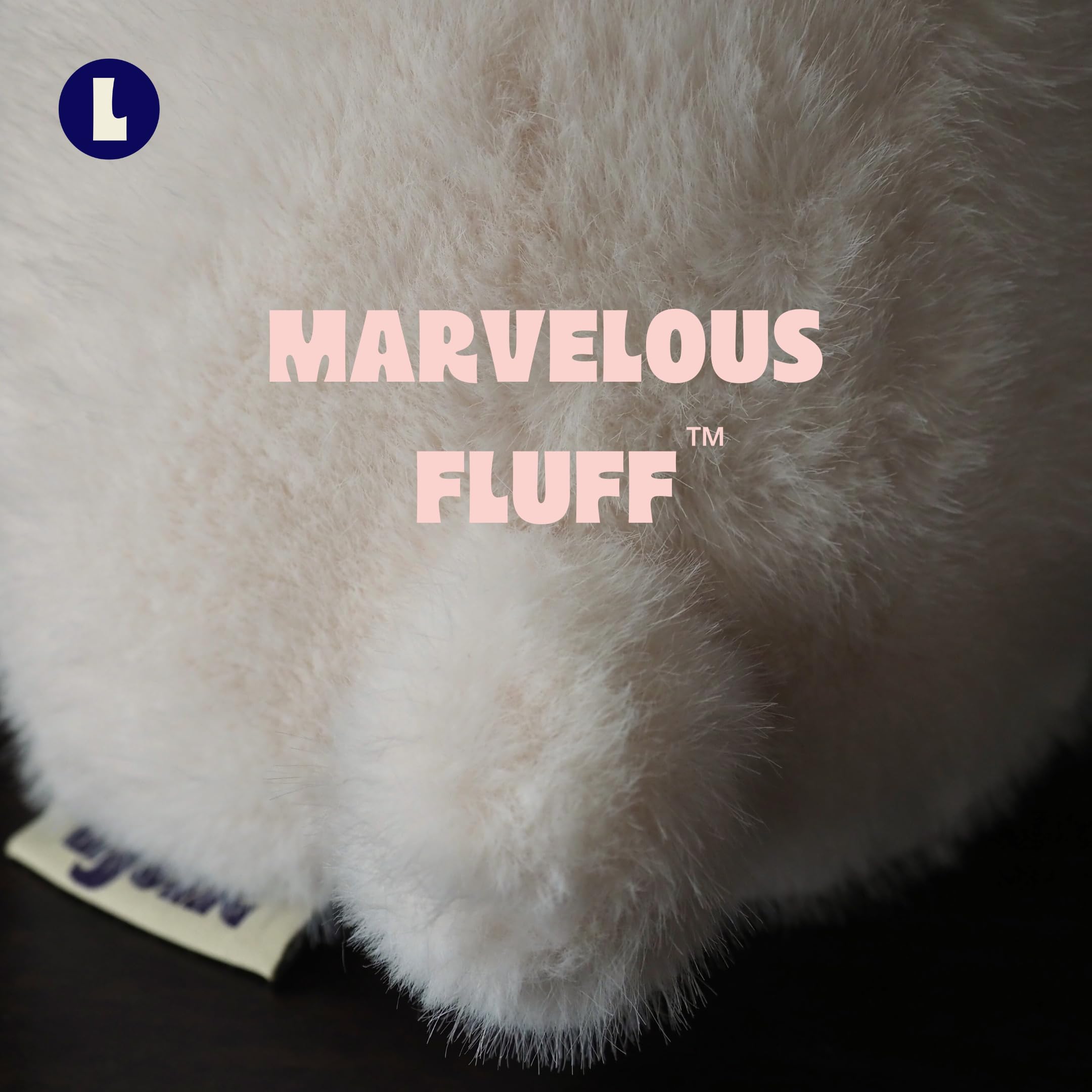 Ljuk Marvelous Fluff Marvel – Plüschhase Kuscheltier, 30 cm sitzend / 60 cm liegend, superweiches Plüsch-Stofftier, mit versteckter AirTag-Tasche, Geschenk für Kinder, Jungen & Mädchen (Pink)