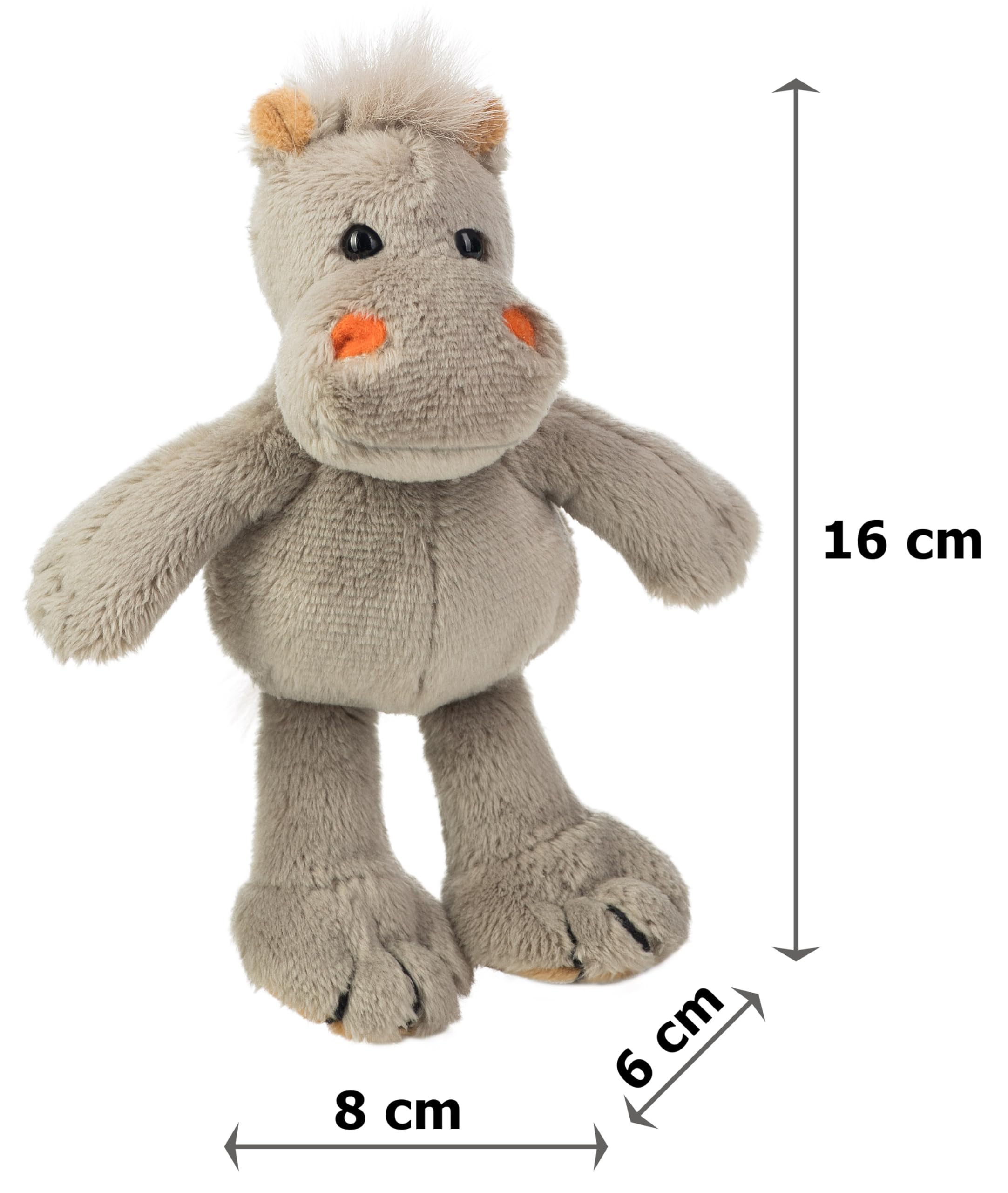 Plüsch Nilpferd „Lola“ – Schaffer 5750 - Kuscheltier Nilpferd weich & flauschig - Stofftier für Babys & Kinder ab 0 Jahren – waschbar - Größe XS - 16 cm - grau