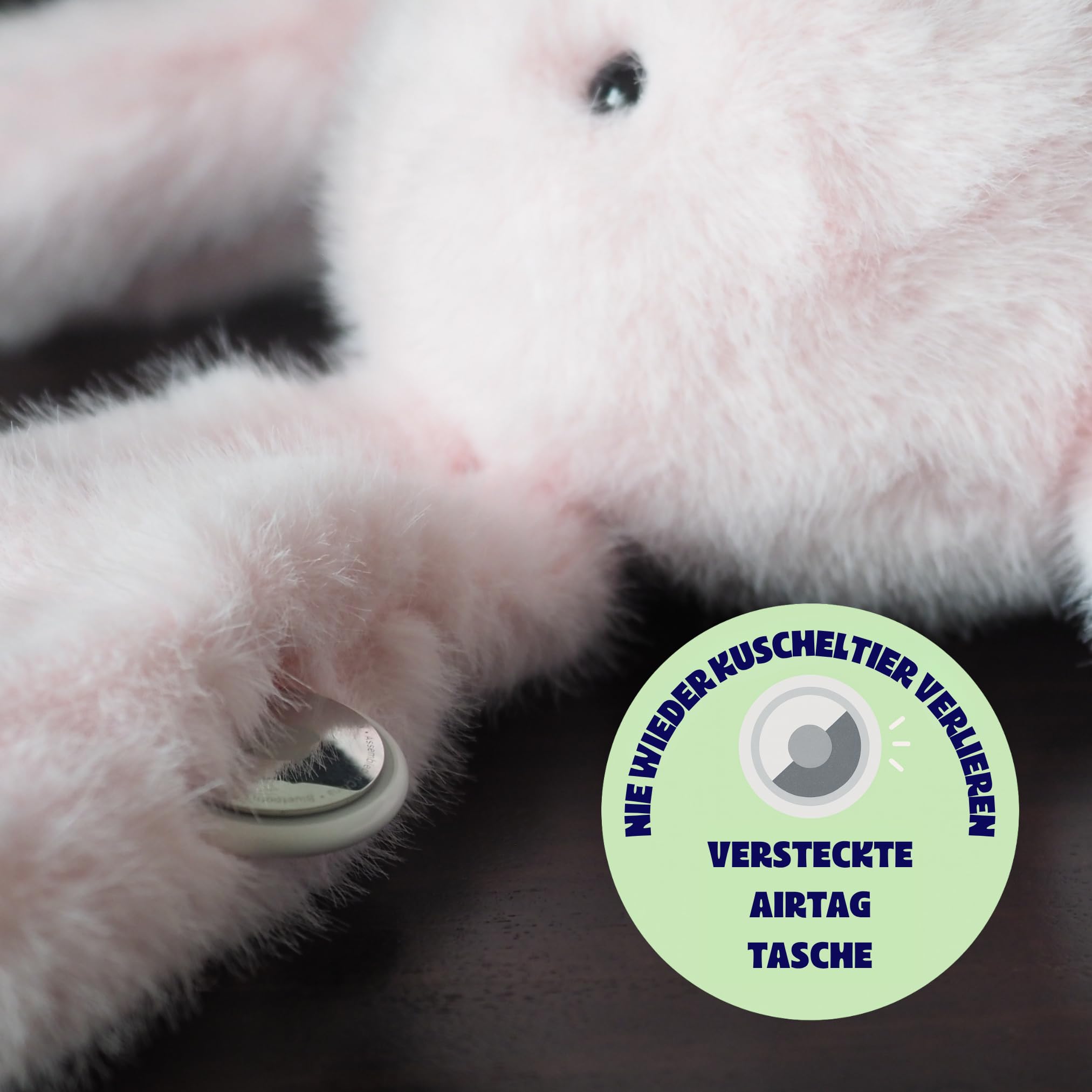 Ljuk Marvelous Fluff Marvel – Plüschhase Kuscheltier, 30 cm sitzend / 60 cm liegend, superweiches Plüsch-Stofftier, mit versteckter AirTag-Tasche, Geschenk für Kinder, Jungen & Mädchen (Pink)