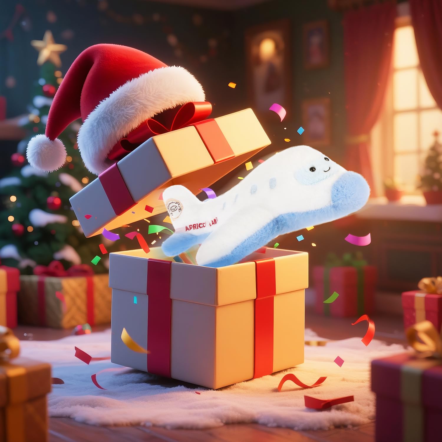 Apricot Lamb Flugzeug Fahrzeug Plüschtiere für Kinder, weiche niedliche Kuscheltier für Baby Mädchen und Jungen, Flauschige Flugzeug Blau 32 cm