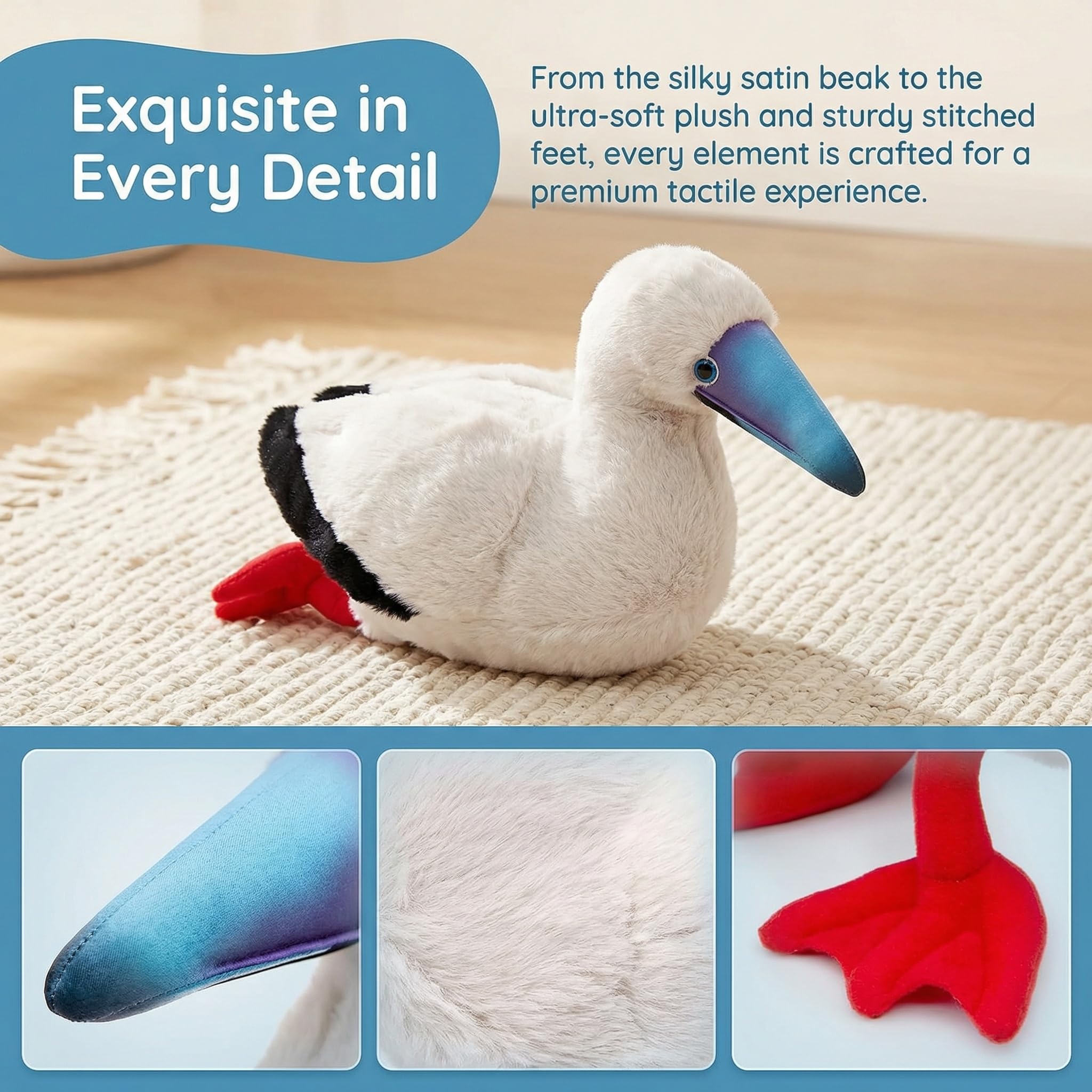 Tiny Heart 11in Simulations Booby Plüschtier, realistisches weiches Plüsch Booby Tierspielzeug der Serie,Wildtiersammlung,geeignet für Heimdekoration Spielbegleiter für Kinder