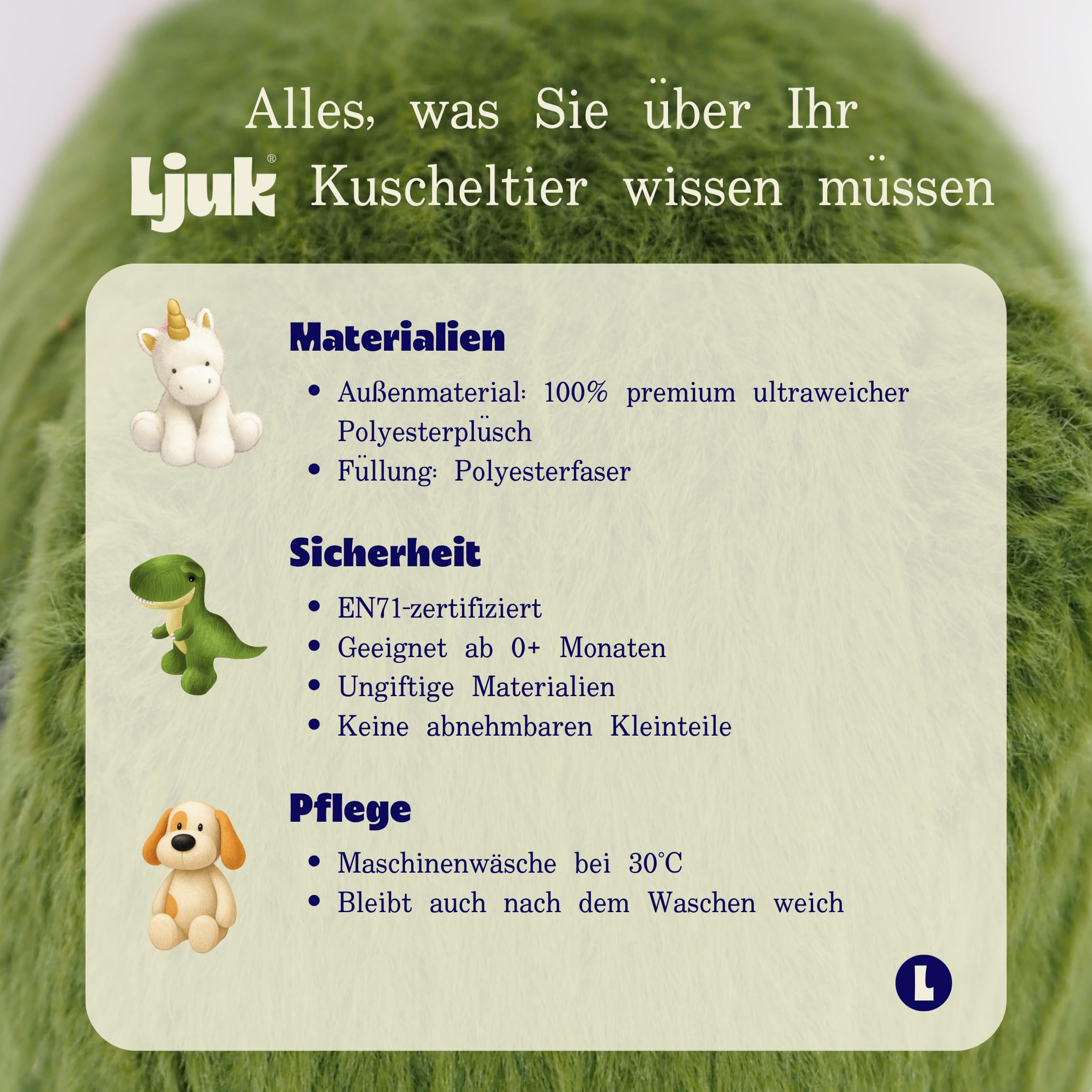 Ljuk® Napmaster™ Bruno – Teddy Kuscheltier, 30 cm, superweicher Plüschbär, klassisches Stofftier, Geschenk für Kinder, Jungen & Mädchen (Classic)