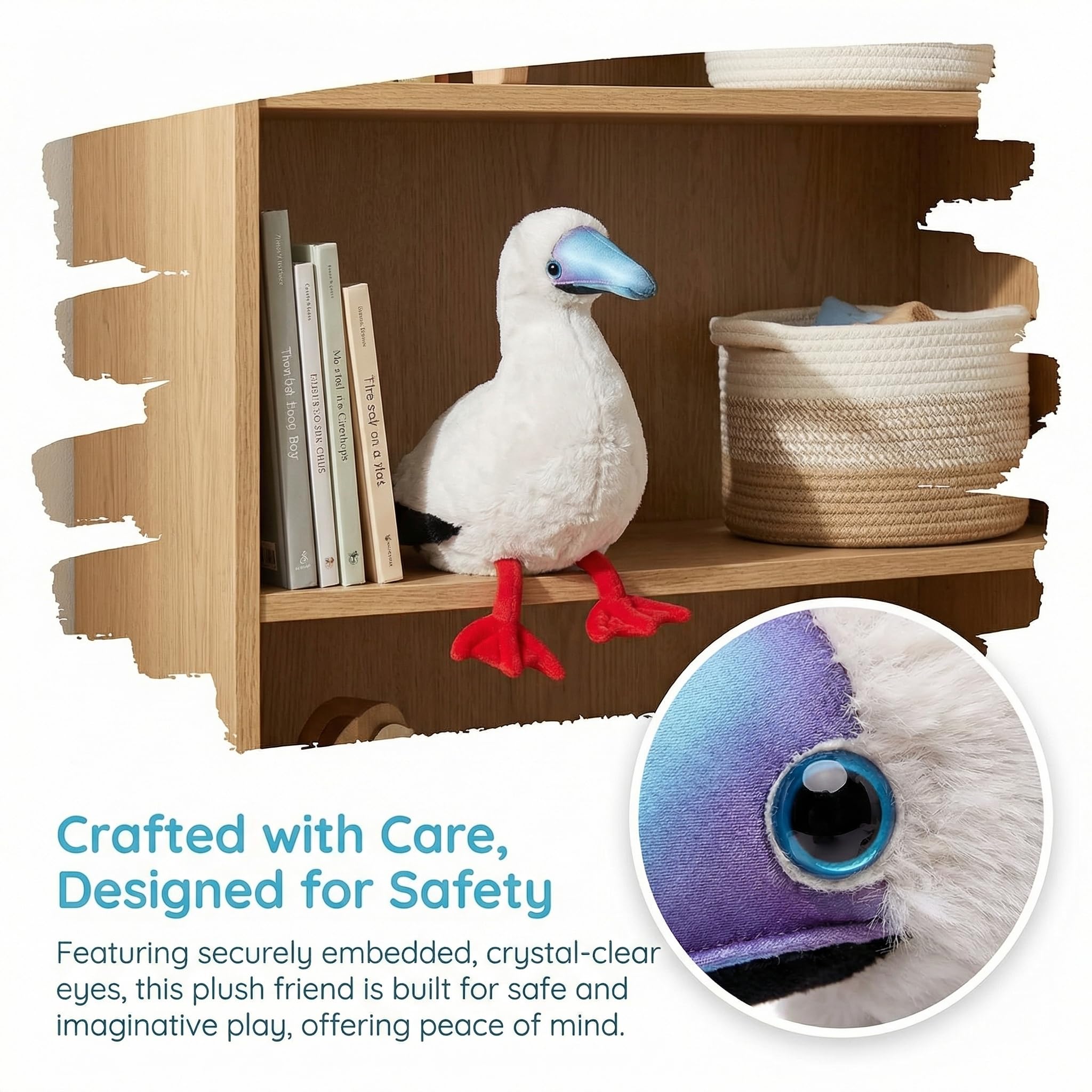 Tiny Heart 11in Simulations Booby Plüschtier, realistisches weiches Plüsch Booby Tierspielzeug der Serie,Wildtiersammlung,geeignet für Heimdekoration Spielbegleiter für Kinder