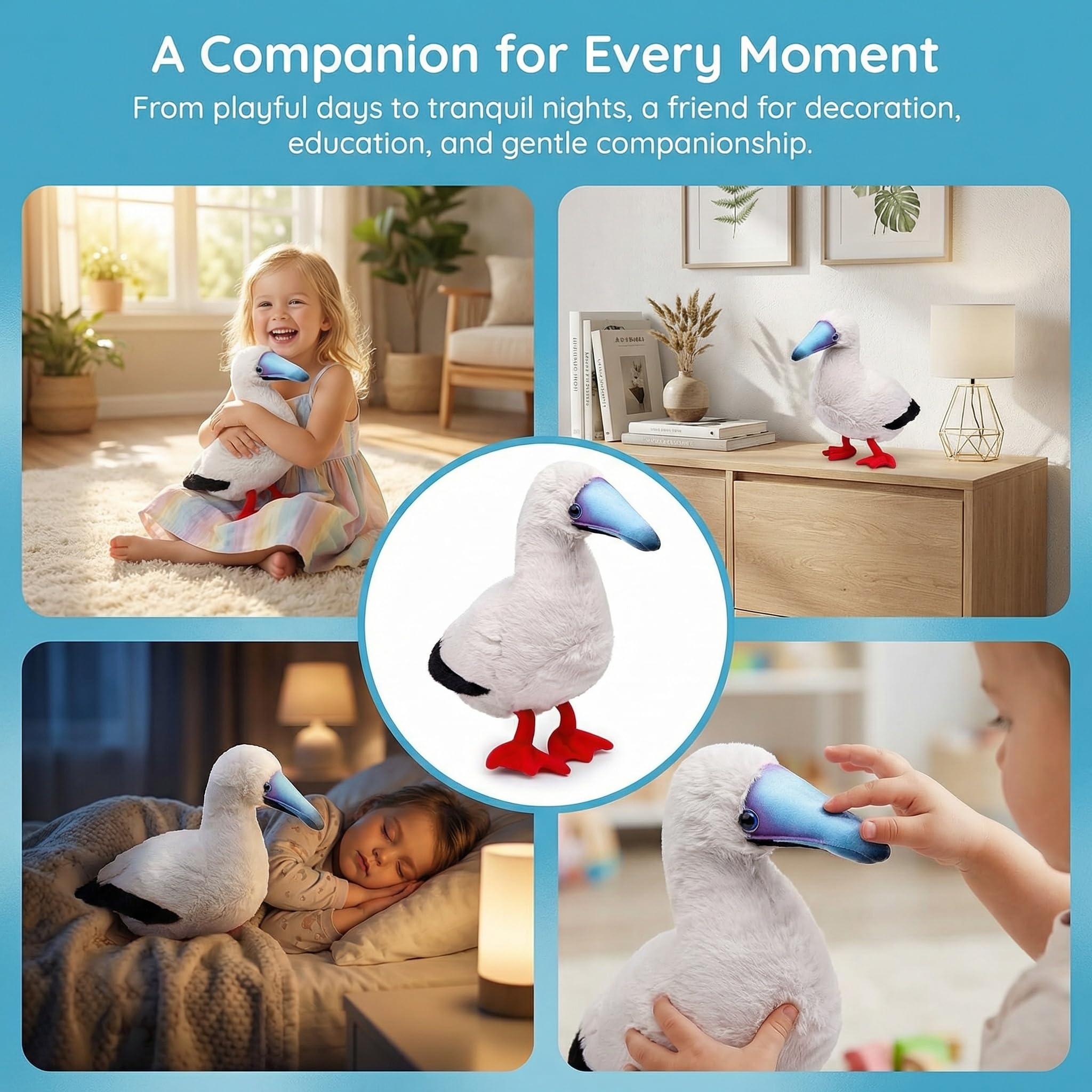 Tiny Heart 11in Simulations Booby Plüschtier, realistisches weiches Plüsch Booby Tierspielzeug der Serie,Wildtiersammlung,geeignet für Heimdekoration Spielbegleiter für Kinder