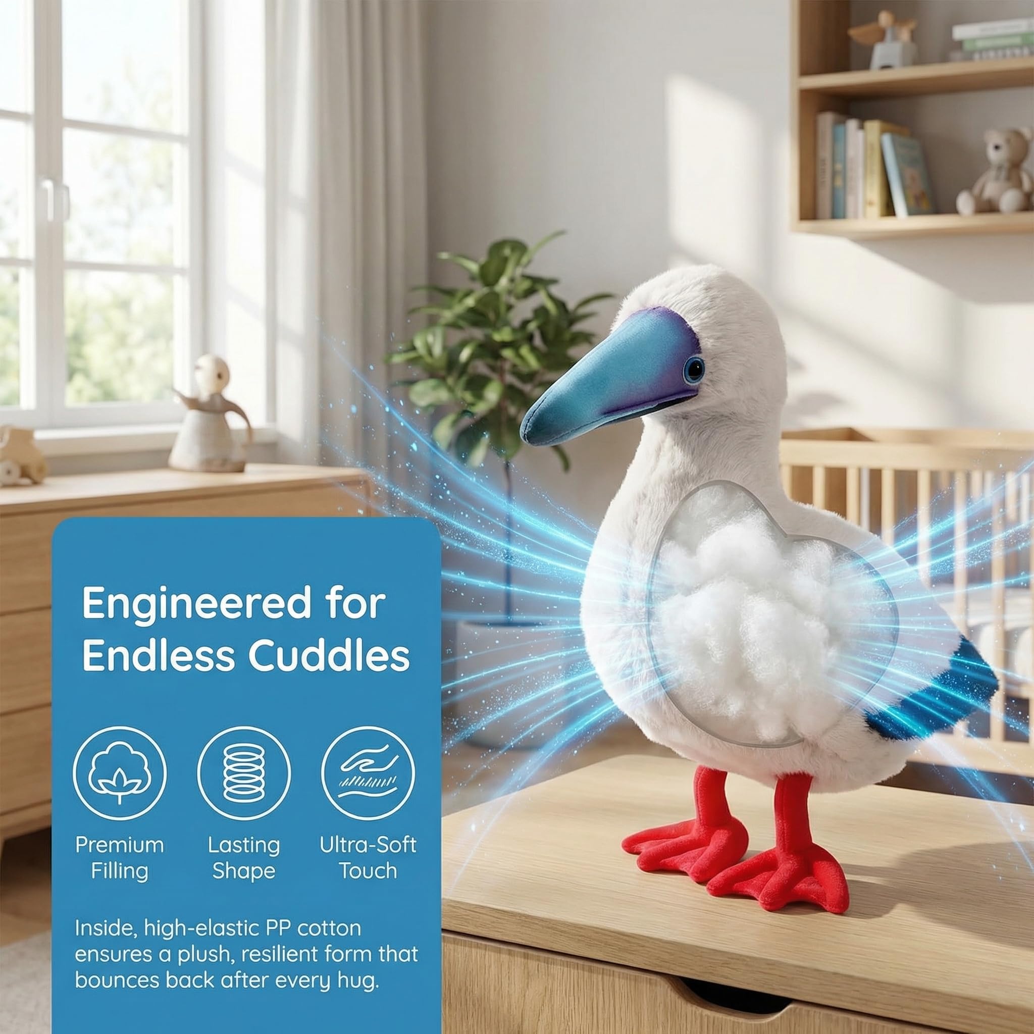 Tiny Heart 11in Simulations Booby Plüschtier, realistisches weiches Plüsch Booby Tierspielzeug der Serie,Wildtiersammlung,geeignet für Heimdekoration Spielbegleiter für Kinder