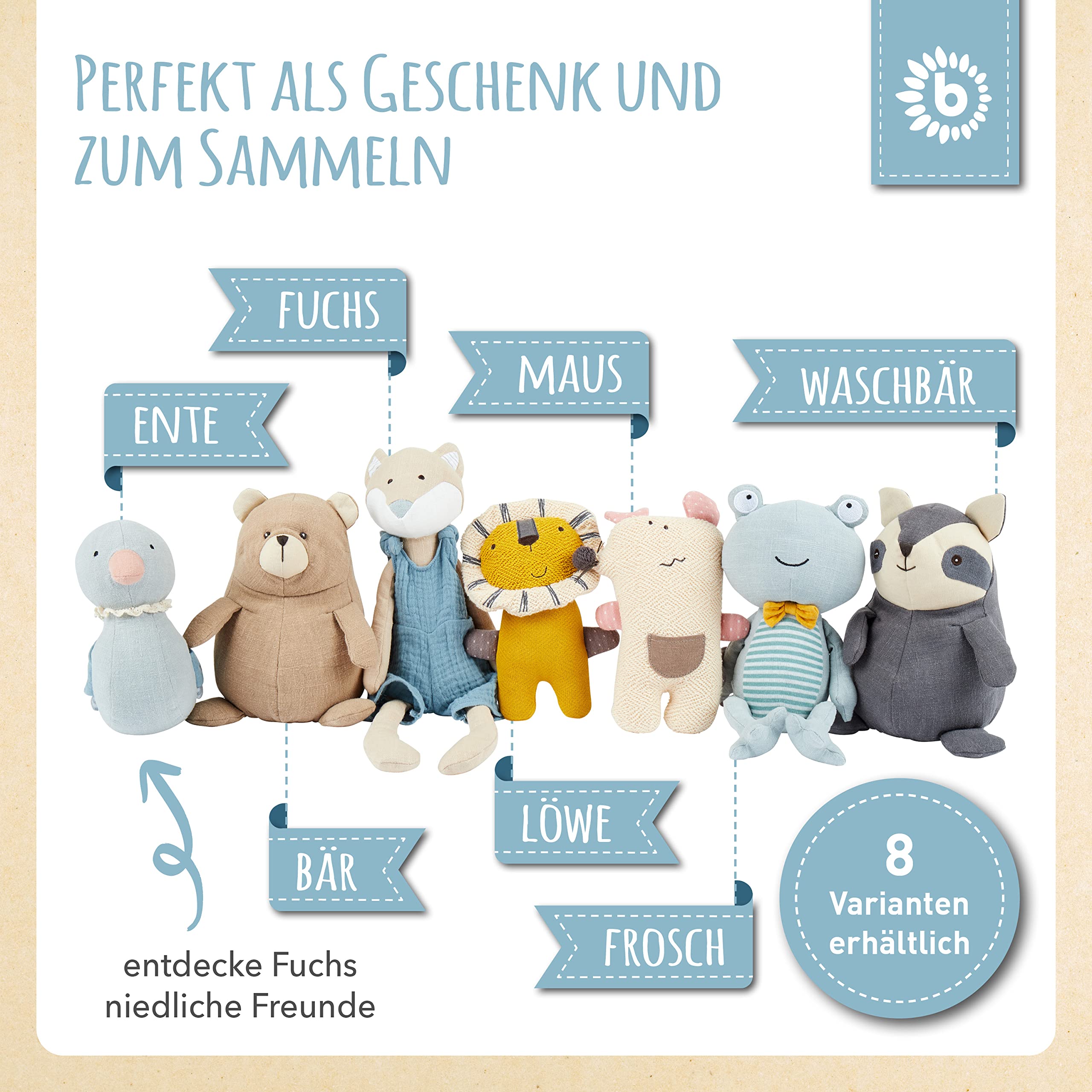 BIECO Plüschtier Fuchs | Kleine Plüschtiere | Geschenk für Baby | Kuscheltier und Gesellschaft