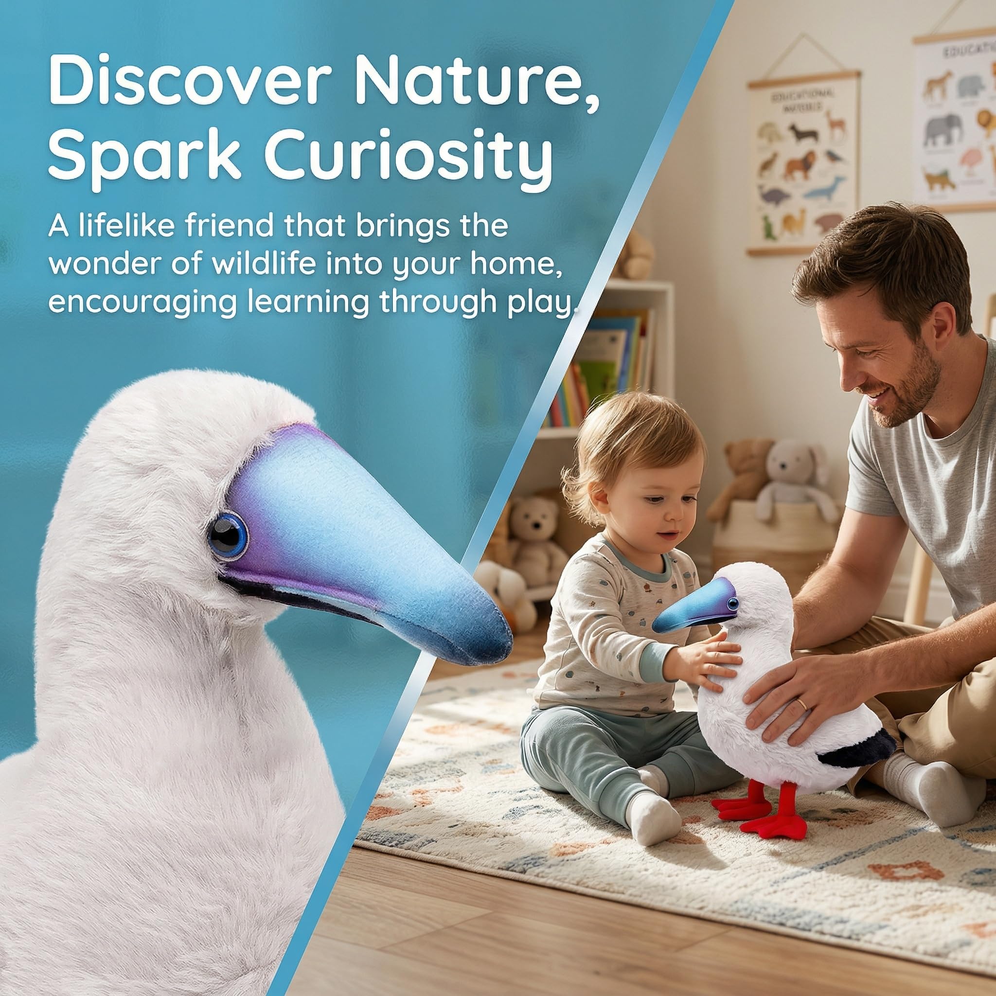 Tiny Heart 11in Simulations Booby Plüschtier, realistisches weiches Plüsch Booby Tierspielzeug der Serie,Wildtiersammlung,geeignet für Heimdekoration Spielbegleiter für Kinder